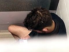 Guy caught masturbating in toilet