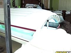 Blonde does dirty things and then gets painted with cum