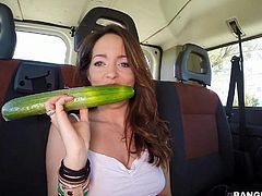 Big ass sexy hottie Maria in denim shorts gets picked up to have fun with big cucumber in a car for the camera. She plays with herself and shakes her booty before she makes dudes sex fantasies come to life.