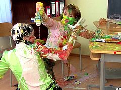 Trio of tanned chicks enjoy this outstanding messy and nasty lesbians scene