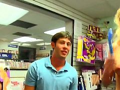 Brynn Tyler is a big ass porn star that has huge tits. She is at a sex toy shop and she is trying on some things. The store owner helps her out.