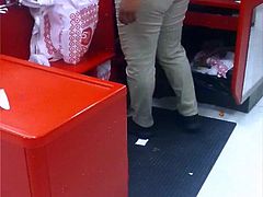 Candid booty milf worker at target
