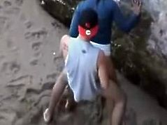 Hot teen couple caught fucking on the beach by a peeper