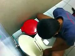 Guy caught jerking off in men's room stall