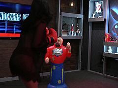 This morning in the Playboy studio some really hot chicks come out and show off their amazing bodies, and sexy figures. They are not only hot but they are strong, so they demonstrate, how well they can fight against a inflatable punching bag