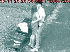 Amateur couple on a date and caught by street camera