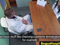 Cocksucking euro nurse fingered by doctor