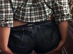 Small Titted BBW in short shorts
