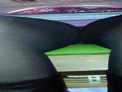 upskirt under table wit pantyhose