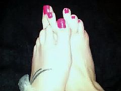 Pink Toes Condom Footjob