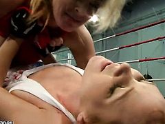 Blonde with juicy tits displays sexy body while getting her slit eaten by Tanya Tate in lesbian action