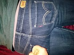 Blowing my load on her jeans