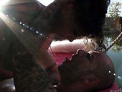 Irresistibly hot slut Bonnie Rotten lets Mike Angelo stick his beefy love torpedo in her mouth before she gets assfucked
