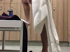 Risky stroker in the locker room
