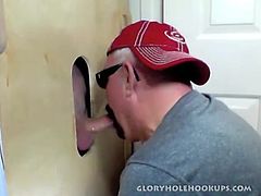 Here is a guy who cant get enough cock in his mouth and cum down his throat, so he spends a lot of time at sleazy gloryholes sucking on strangers dicks. He is so into it he decided to set up a gloryhole in his home and invite men over to get their cocks serviced. Guys that take him up on the offer must agree to let him record the oral session and share the video with anyone who likes watching amateurs get their dick sucked.