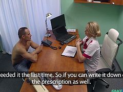 Female doctor tries to induce a new addiction in her patients, addiction of her vagina. She turns on the male patient within no time and he is horny as fuck. The big hard cock is doctor's new toy, her favorite one!