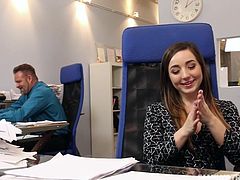 Bambi is helping her step dad with some business papers, but all she has in mind, is the vision of him going deep into her wet holes. It is not the first time she tries to seduce him, but this time there will be no escape for him. She just wants his fat cock.