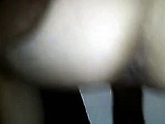 Big booty white chick has a long black pole making her snat
