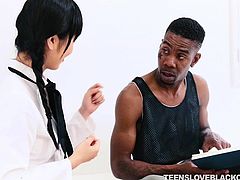 Marica is a lovely schoolgirl and every bit as slutty, as she is beautiful. She's flirting with this black guy, as soon as she meets him, wanting to get that big black meat in her mouth and pussy. Naturally, she succeeds in her quest.