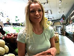 Flashing at the grocery store and spreading her legs to finger