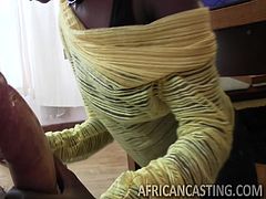 An African babe came to my office for job. Her perfect body and firm and tight boobs instantly made me horny, and I decided to fuck her at any cost. I promised her job and in the name of testing her skills, I fucked her and she co-operated me fully. Awesome fucking session with beautiful babe!!!