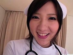 The cute nurse with big assets is what everyone desires to fuck with. Beautiful Japanese girl sucked her patient's meat, to release his stress. Then the guy pounded her hardcore and she was crying and enjoying!