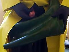 Lovely rubber cock play.