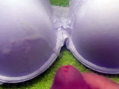 Cum on white bra