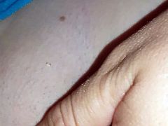 Wife's shaved pussy get fingered streched and pulled on