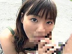 Japanese babe Hiraru Koto, was so horny and she ordered her husband to fuck her now. Though her BF was a bit hesitant, he obeyed her order. Luckily, no one saw the intimate action of this Asian couple and the couple enjoyed their first outdoor experience.