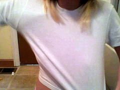 Amateur teen plays with her perfect tits