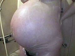Asian pregnant shower