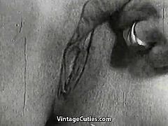 Busty Shaved Babe Fucked Twice with a Creampie (Vintage)