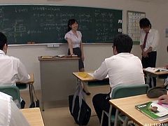 Have you ever fantasized about hot busty teachers? Japanese sluts can be so seducing! It's also her case! Sexy Ogawa Momoka mesmerizes a horny student with her wonderful boobs, as she takes off her bra, right in the classroom. Don't miss the inciting moments...