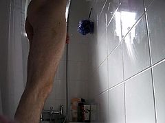 me taking shower and cumming