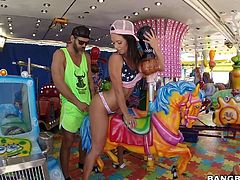 Adults like to go to amusement parks, too. They like to have fun and play games. Today, Franceska is looking for a different kind of fun, like getting fucked on the carousel. She drops those panties and takes that dick like, she really wants it.