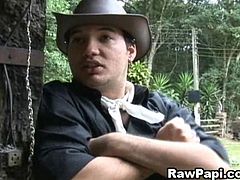 Gay Latinos Super Hot bareback Sex. Cute latino gay masturbates his cock when his co-worker saw him. His coworker likes what his doing and offered him a sex. They do hard anal fucking at ranch and suck their cock deep throat until their cum comes out