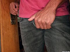 My neighbor came over, but I didn't see or hear him. I was too busy playing with my pussy, rubbing it until it got all juicy and wet. When I saw him, I just invited him over to help me out. He's got a pretty nice cock, too.