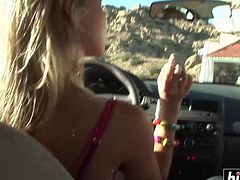 Sexy blonde babe seduced an old dude