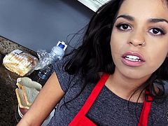 Vienna is tired of her lazy, cheating boyfriend. He doesn't care when she does things like cook for him, so I decided to show her appreciation for the things she does. She shows hers in return, on her knees, with my dick in her mouth.
