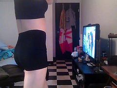 Sissy SHowing off Her High-Waisted Athletic Shorts