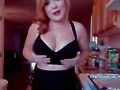 Redhead Kitchen Striptease - Watch Part 2 at WildFuckCam com