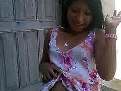 Brazillian Girl in Sun Dress Smacks pussy