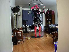 sissy's self bondage suspension