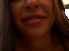 Lovely Russian chick Ally with long shiny brown hair and natural tits gets her shaved pink pussy pounded right in the sun after some cock sucking. Watch sex hungry hottie make man happy.