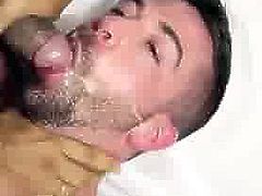 A black cock cums in white mouth