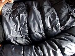 Cum on shiny jacket