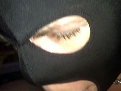 Hooded slave wife blowjob