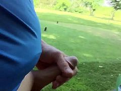 Thick cock cumming on golf course