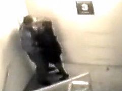 Blowjob on stairs recorded by a security camera